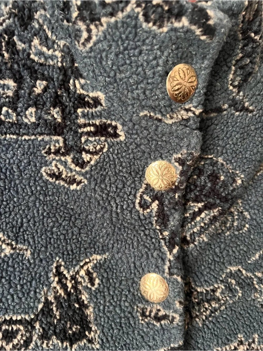 Rockies Dark Blue Patterned Sherpa Jacket vintage - Picture 2 of 5